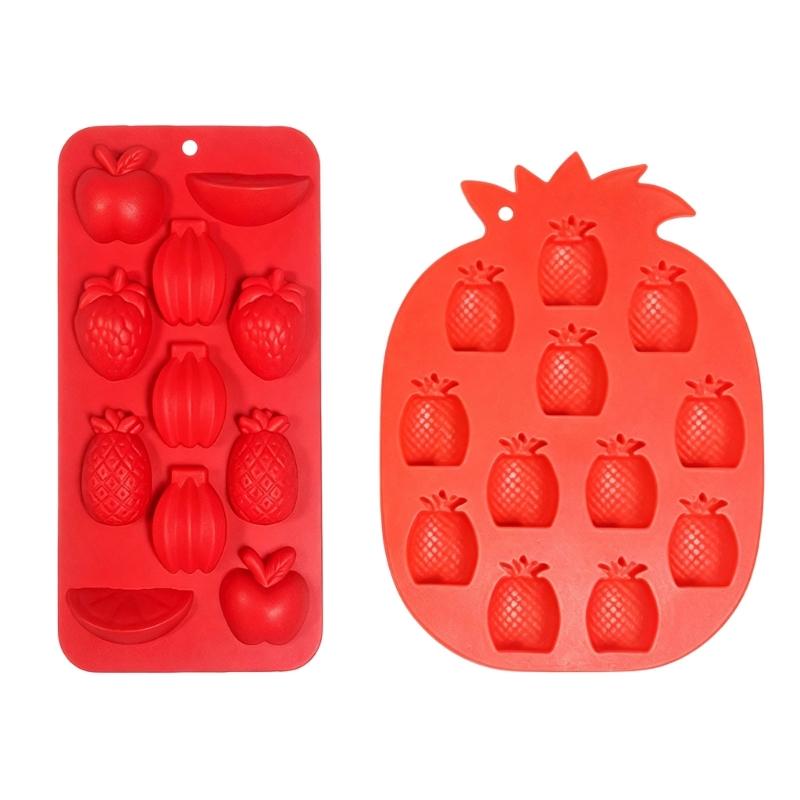 Fruit Shaped Ice Molds Tray Set, Pineapple Silicone Molds for Cocktails Ice, Jelly, Chocolate and Party Dessert Prep