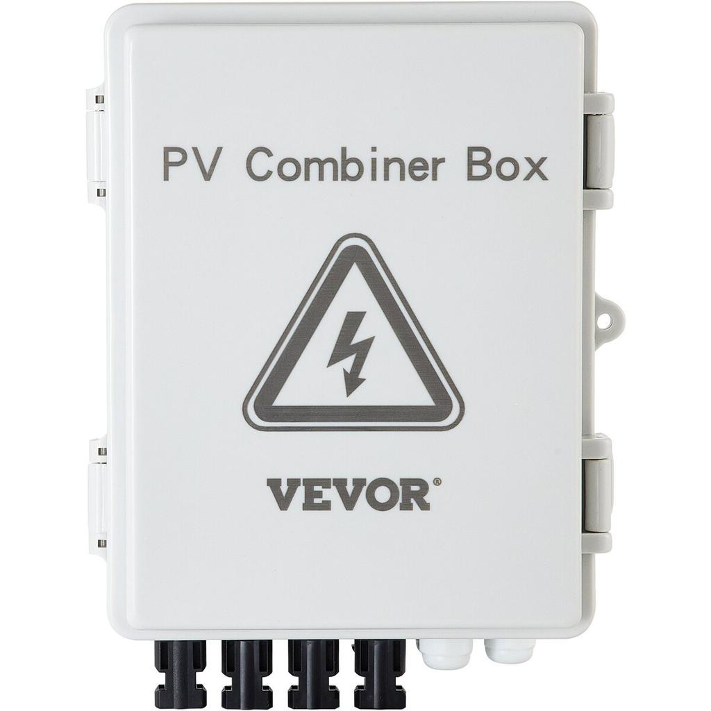 Caixa Combinadora Fotovoltaica, 4 Strings, Caixa Combinadora Solar com Fusível de Corrente Nominal de 15A, Disjuntor de 63A, Protetor contra Surtos e Conector Solar, para Ligar / Desligar