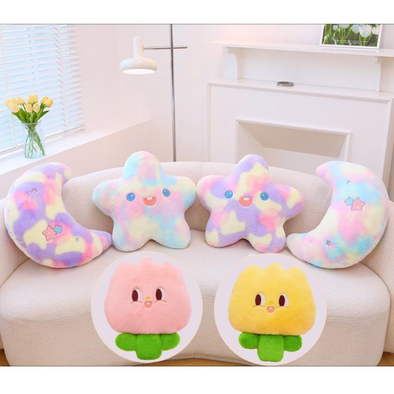 Cute Plush Moon And Star Sleeping Pillow For Girls
