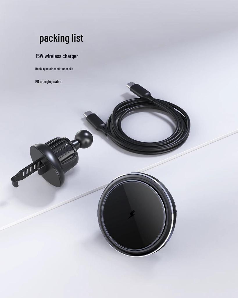 Senfan QI2 15W Magnetic Wireless Car Charger with LED Ambient Light Holder for Apple Devices.