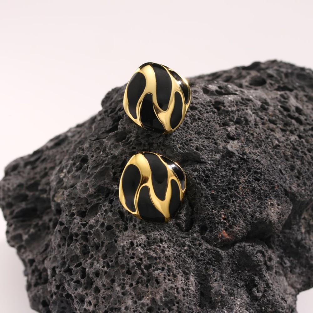French Enamel Drip Oil Earrings: Stainless Steel, Irregular, Titanium Women's Luxury