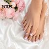 Stick-on Fake Toenails 120Pcs French Tip Press On for Women, Short Square Set Gel Nails, Reusable Removable Glue False Toe Nails DIY Pedicure