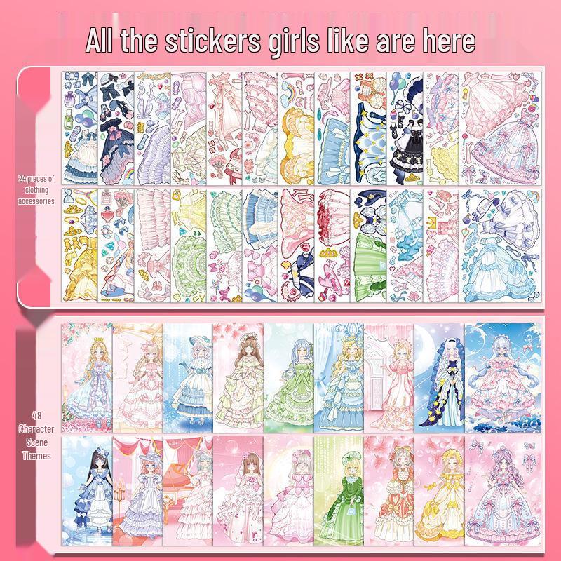 Princess Elsa Dress-Up Stickers: Educational DIY Cartoon Makeup Set for Kids