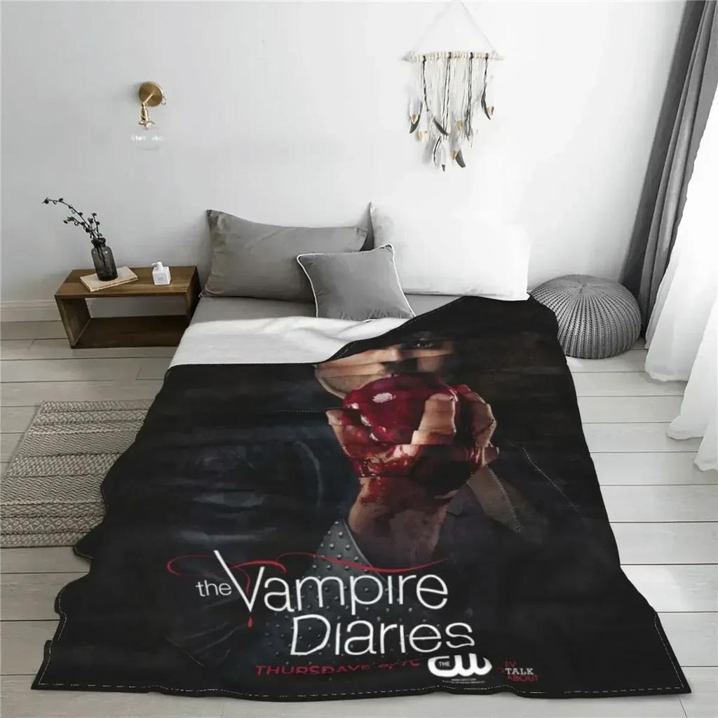 Damon Salvatore The Vampire Diaries Fleece Throw Blanket Horror Blanket for Bed Outdoor Lightweight Bedding Throws