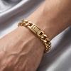 Men‘s Stainless Steel Cuban Link Chain Bracelet Wristband for Men Classical Jewelry Bracelets with Spring Clasp Waterproof 11MM