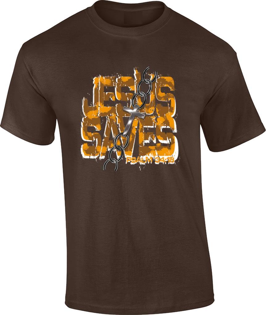 Jesus Saves Chained Cross Christian T-shirt XL