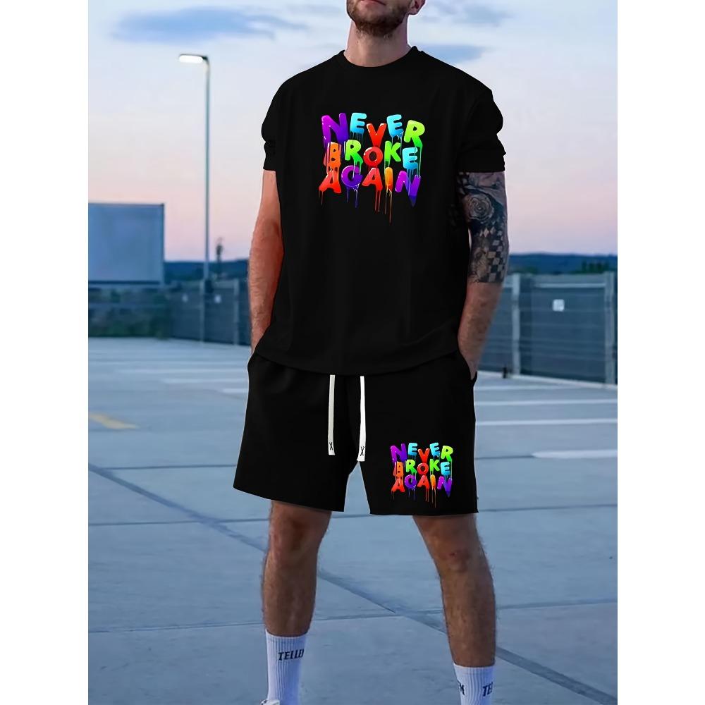 New York Men's Short-Sleeve T-Shirt and Shorts Set Relaxed-Fit Casual T-Shirt Creative Streetwear T-Shirt Unique Casual Apparel