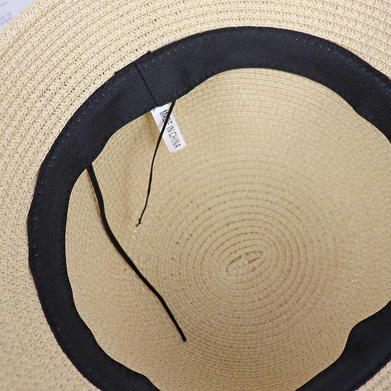 French Straw Hat Female Summer Sweet Cute Girl Floral Lace Strap Curled Sun Hat Seaside Beach Photo