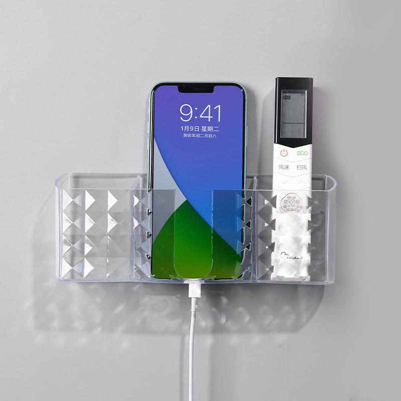 Mobile Phone Wall Holder Universal Cellphone Charge Storage Box Organizer Tv Remote Control Hanging Stand Bracket Charging Dock