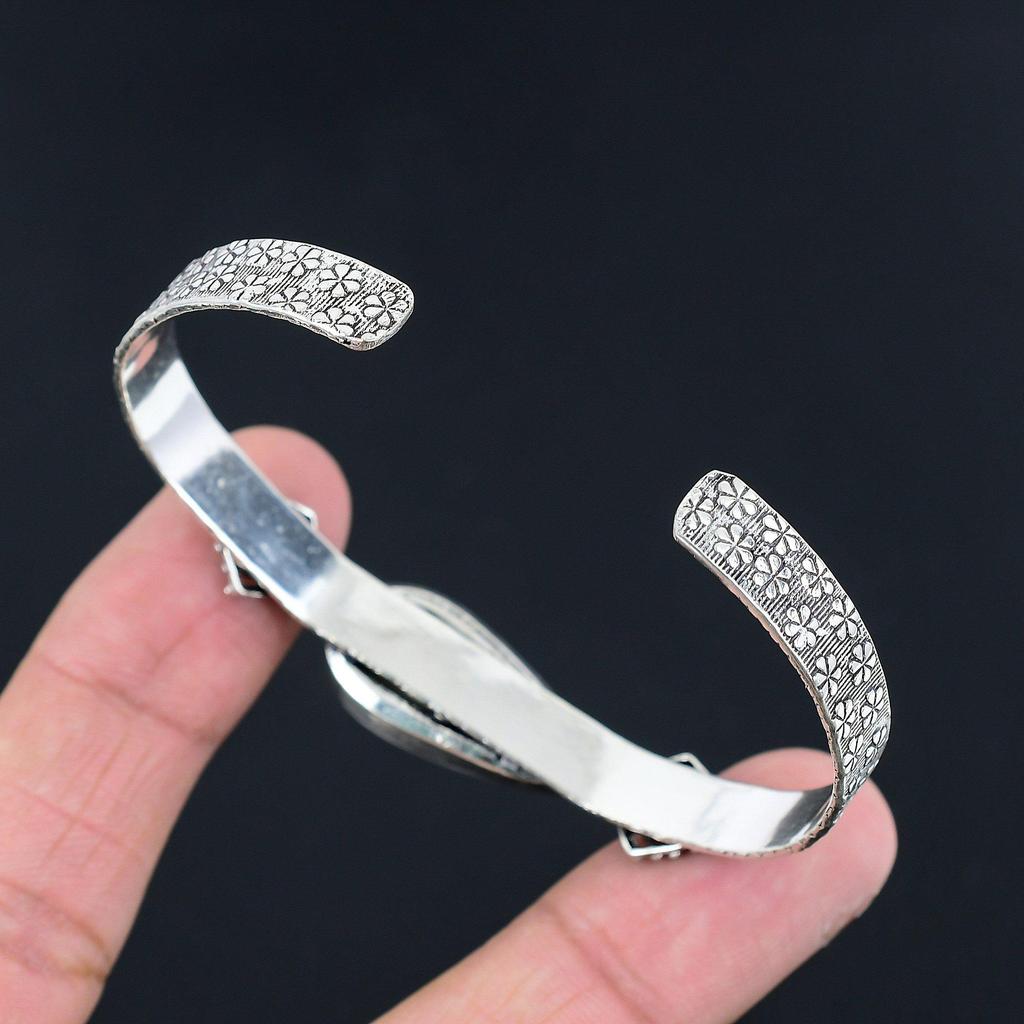 Halloween Deal Sterling Silver Tree Agate Stone Artisan Trendy Bangle Jewelry