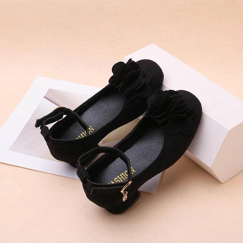 Frühling Herbst Kinder Auftritt Lederschuhe Mode Mädchen Prinzessinnen Uniform Hohe Absätze Knöchelriemen Kinder Schwarze Schulschuhe