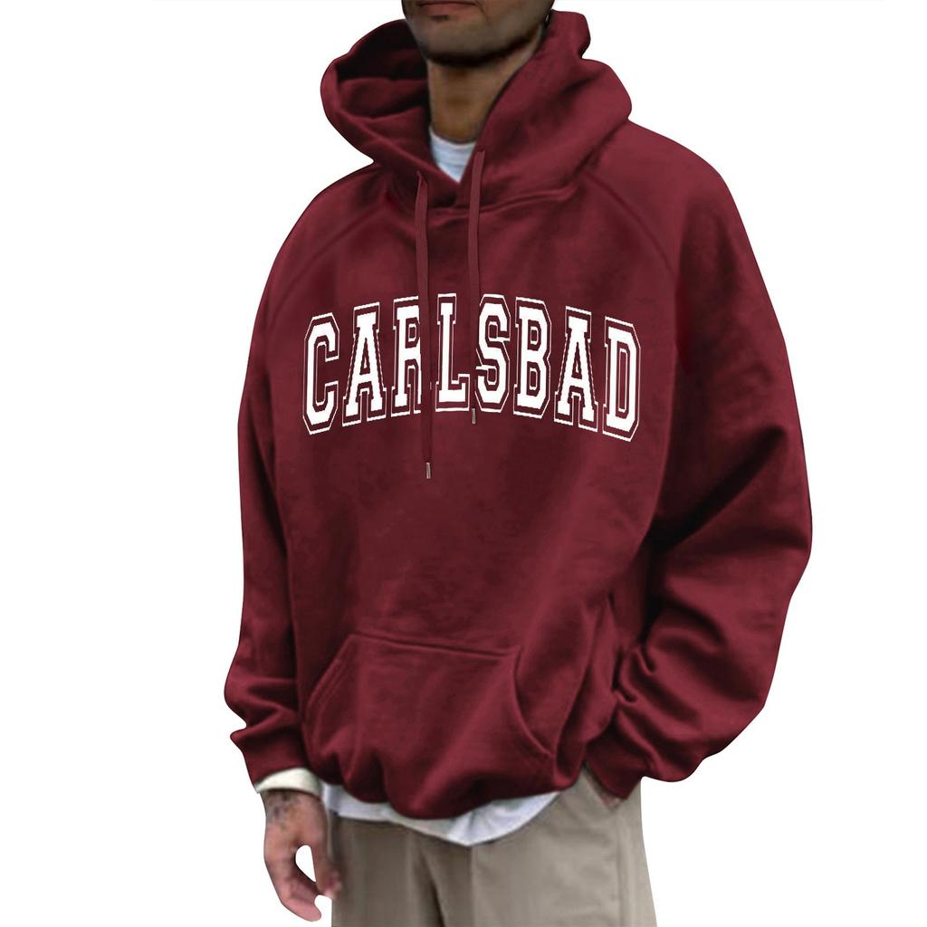 Herre Løs Trykket Hettegenser Herre Casual Mote Sport Raglanermer Genser