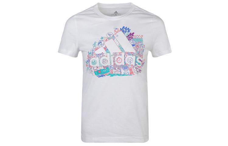 

Adidas T Shirts Women s White Crew Neck Moderate Straight Fit FJ5024 S