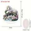 Bohemian White Tiger Acrylic Desk Decoration with Floral Accents