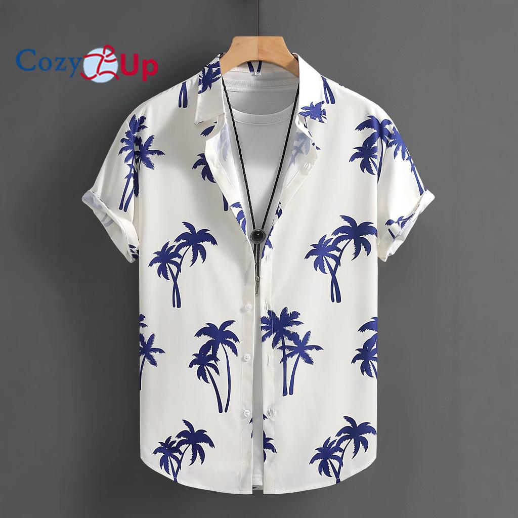 Men's Lake Blue Striped Men's Short Sleeve Shirt Men's Shirt Summer 2025 New