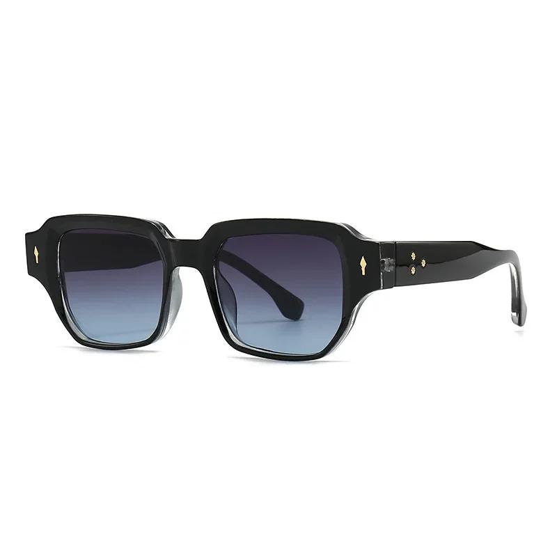  Women Rivets Square Sunglasses Fashion Men Shades UV400 Men Retro Sun Glasses