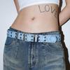 Trendy Denim Sequin Star Distressed Ripped Belt for European and American Ins Style