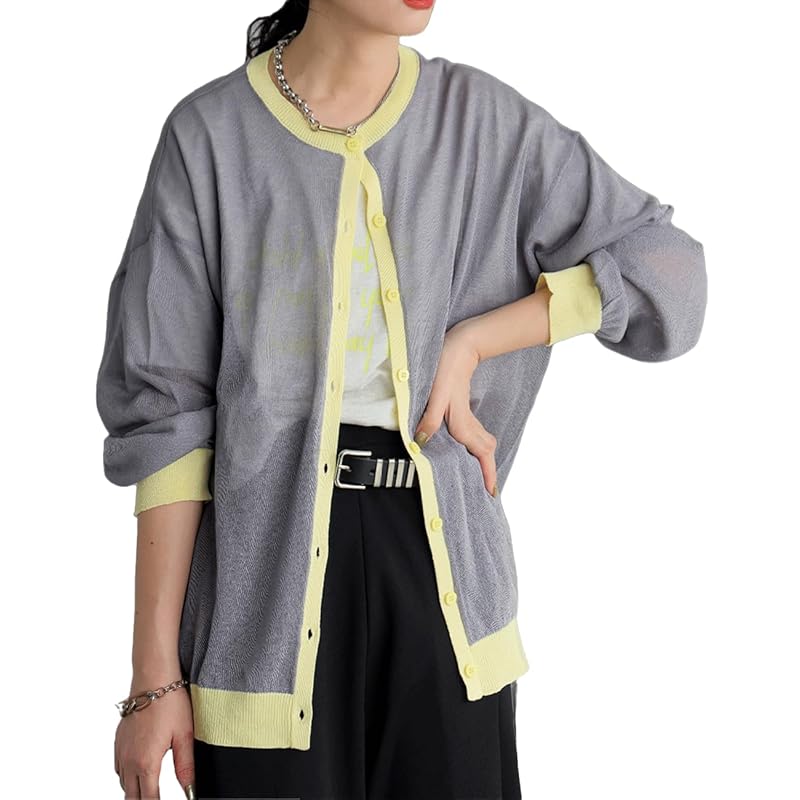 

[antiqua] [Antica] Color scheme Sheer cardigan ladies PN-00553 Regular (equivalent to S-L) 15 gray