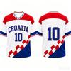 2026 Croatia #10 Soccer Jersey Men V Neck Football T Shirt Croatia Modric Fans Uniform Casual Streetwear Hip Hop Breathable Top