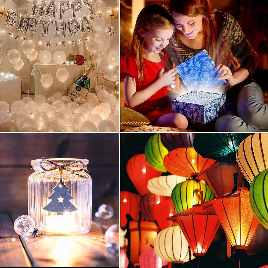 Aogist 100 Stück Weiße Ballonlichter, Lange Standby-Zeit Wasserdichtes Mini-Licht, Batteriebetrieben, Runde LED-Kugel Lampe für Latexballon Papierlaterne Party