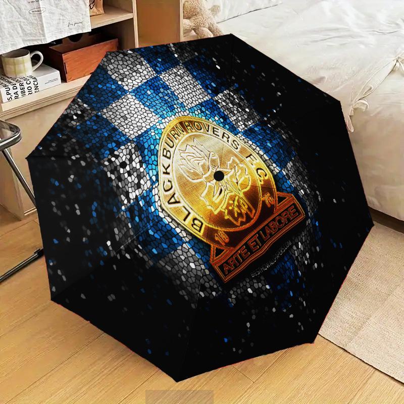 Blackburn-Rovers Crest Automatic Folding Umbrella - 8-Rib Travel Umbrella with Auto Open/Close & Portable Gifts for holidays or birthdays