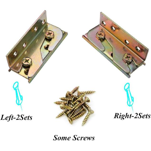 Socell 4 Sets Bed Rail Brackets Heavy Duty No-Mortise Bed Rail Fittings Wooden Bed Frame Connectors with Screws for Headboards Footboards Hold