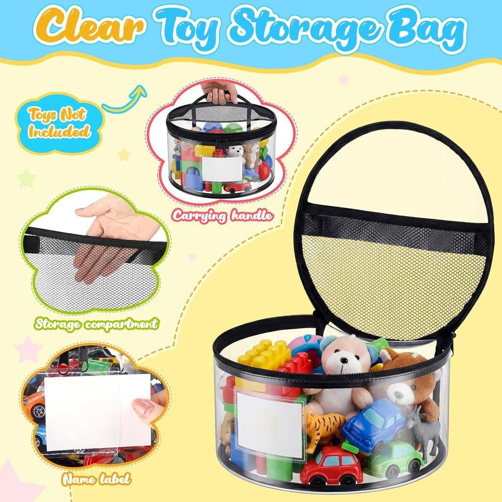 Toy Storage Bag With Transparent Pvc Organizer For Kids Playroom And School Supplies