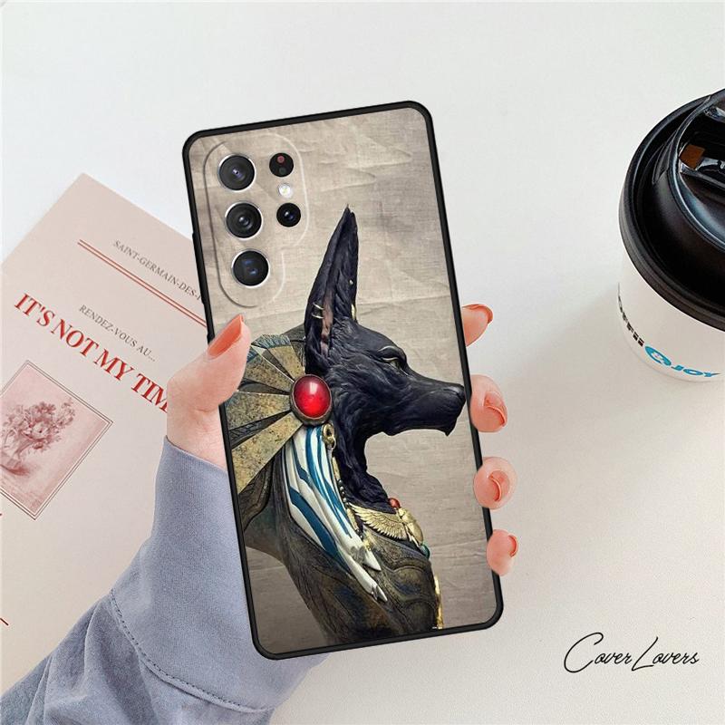 Anubis Ankh Egyptian God phone case For Samsung Galaxy S24 S25 S23 S22 Ultra Note 10 20 Plus S20 S21 FE Cover