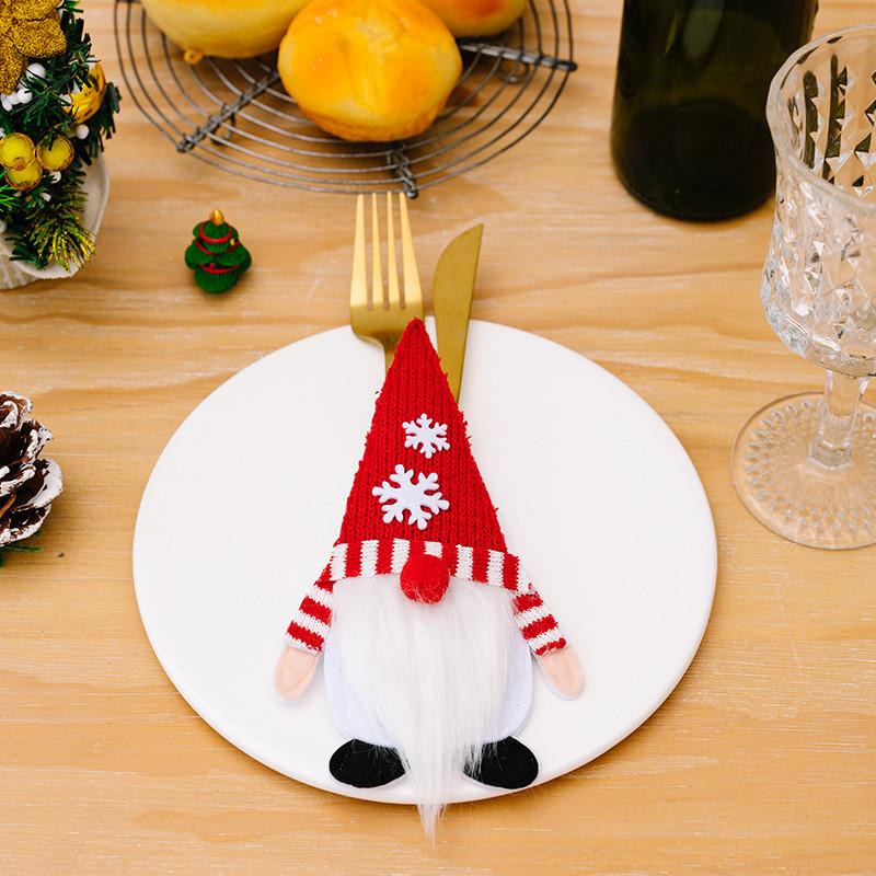 Decor Christmas Charming And Fork Holder Set Featuring Knitted Gnomes For A Magical Table Holiday