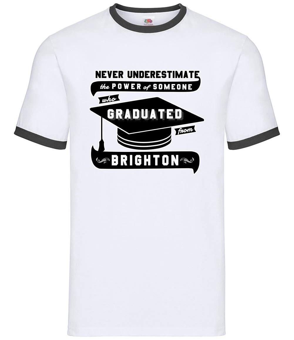 Never Underestimate A Brighton Graduate - Mens Ringer - Graduation Student Uni L