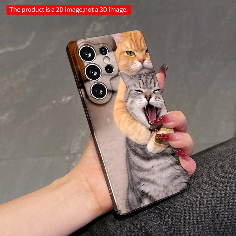 2DFlat Samsung phone case Golden Tabby Hugs Gray Yawn Cat Applicable to Galaxy S22 S23 S24 S25ULTRA S26 A12 A13 A14 A15 A16 A34 A35 A54 A55