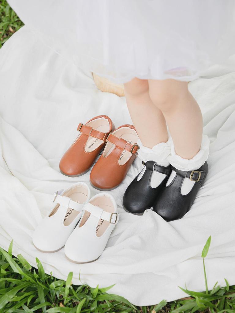 Girls' Comfortable Leather Princess School Shoes - Non-slip Sole
