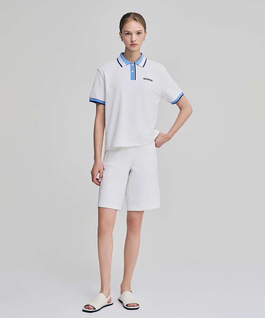 DUVETICA Bolsover (Light Ivory) (Women'S Short-Sleeve Collared T-Shirt)