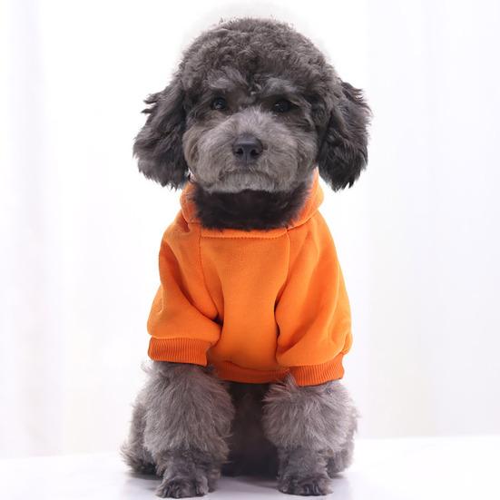 Pet Dog Hoodie Winter Solid Color Hooded Sweatshirt Elastic Hem Foreleg Sporty Sweatshirt Warm Windproof Pet Outfit
