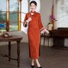Orange velvet winter clothing national style new Chinese long-sleeved improved cheongsam winter thick women's retro New Year's clothing