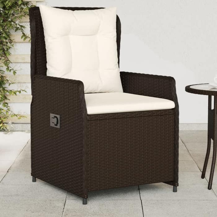 VidaXL Chaises inclinables de jardin lot de 2 marron résine tressée, fauteuil de jardin inclinable, fauteuil inclinable de 368653