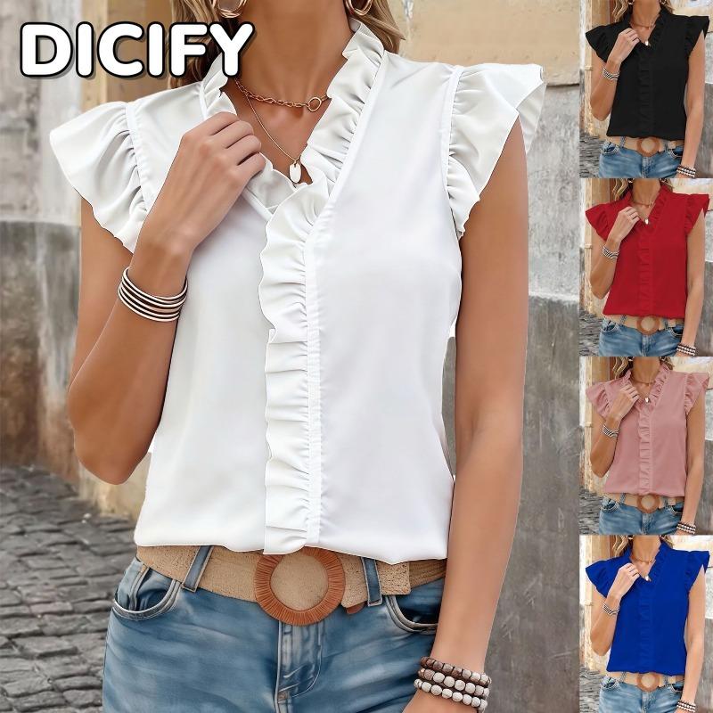 DICFY Women's Fashion Casual Summer Spring V-Neck Sleeveless Blouses & Shirts