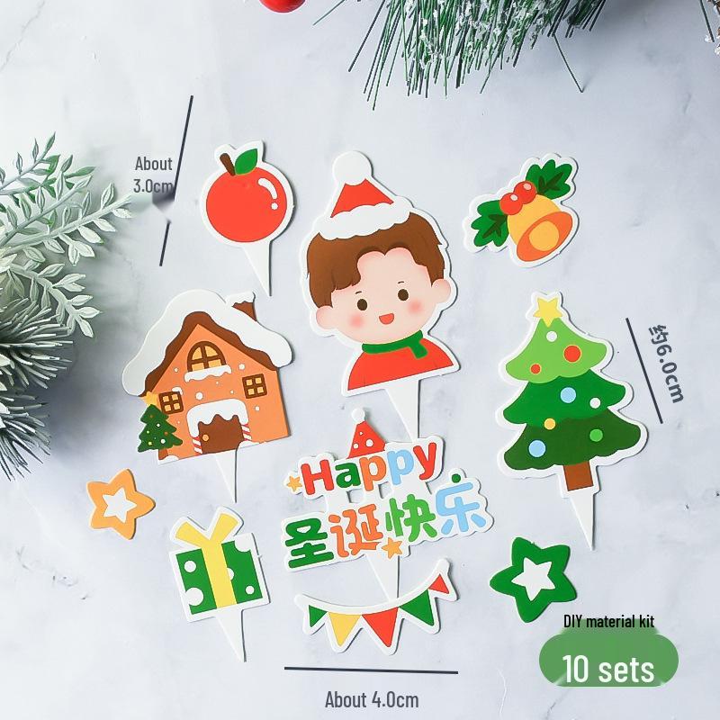Popular Soft Glue Christmas Cake Ornaments: Santa Claus & Snowman Inserts for Holiday Party Desserts
