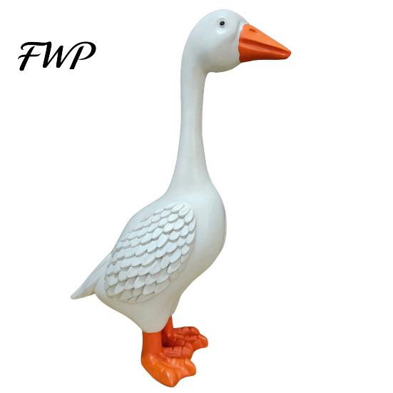 Wind-resistant Garden Decor Goose Statue 6"/12" Realistic White Sculpture Resin Decorative Figurine Fillable Base for Outdoor Porch Lawn Yard