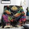 1Pc Retro 80S Pop Culture Blanket - Soft Throw With Neon Graffiti Monkey & Headphones Design - All-Season Couch, Bed, Travel,