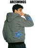 ARES 26 Heavyweight Fleece-Lined Men's Swirl Star Zipper Cardigan Hoodie - Embroidered, 400g Spring Style
