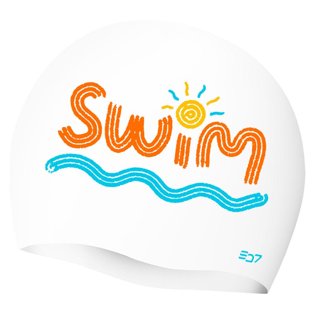 Eseudisebeun Sd7 Silicone Swim Cap Sunny Swim Multi-White Sgl-Ca351