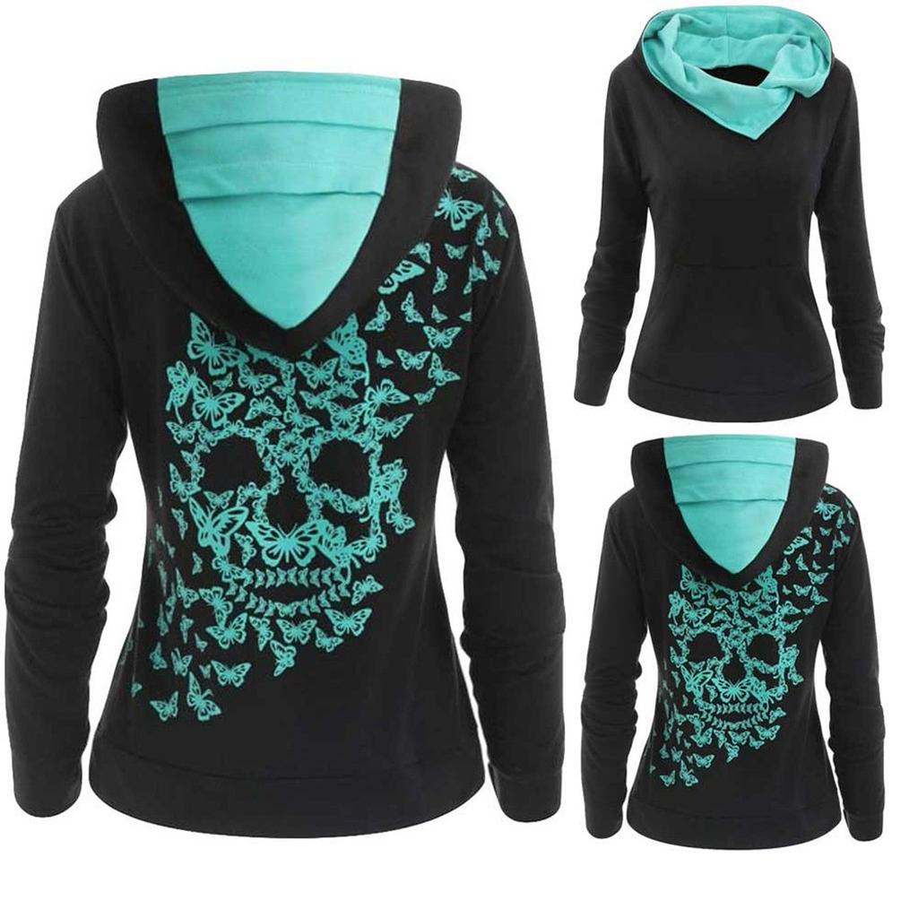 Womens Fashion Butterfl Print Hoodie Sweatshirt Tops Sweatshirt