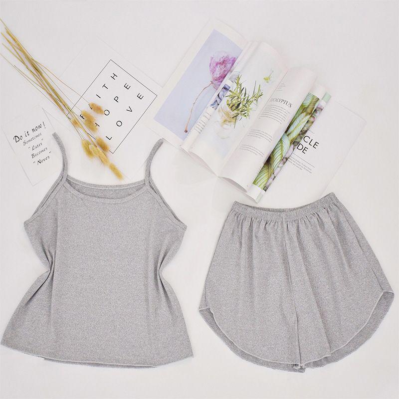 

Пижама для женщин Летний Хлопок Sleepwear Сексуальная пижама Установить танк Top Шорты Ночная одежда
