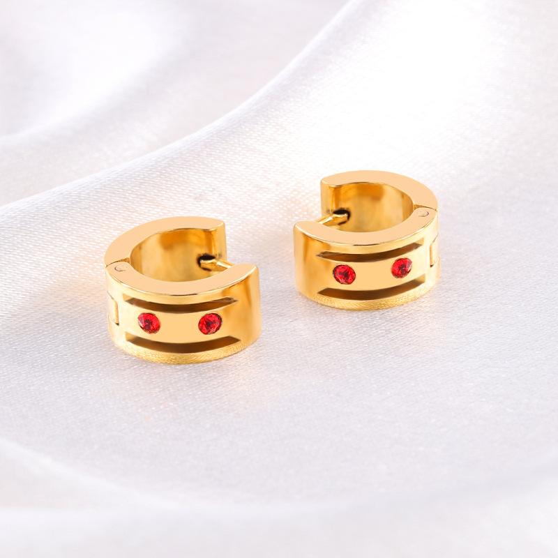 Titanstahl Ohrringe - Farbige Diamanten, Goldene Ohrringe für Damen - Leichter Luxus, Modisch, Nische, High-End Stil Ohrringe.