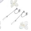 Silver ball earrings with chains, 925 silver studs