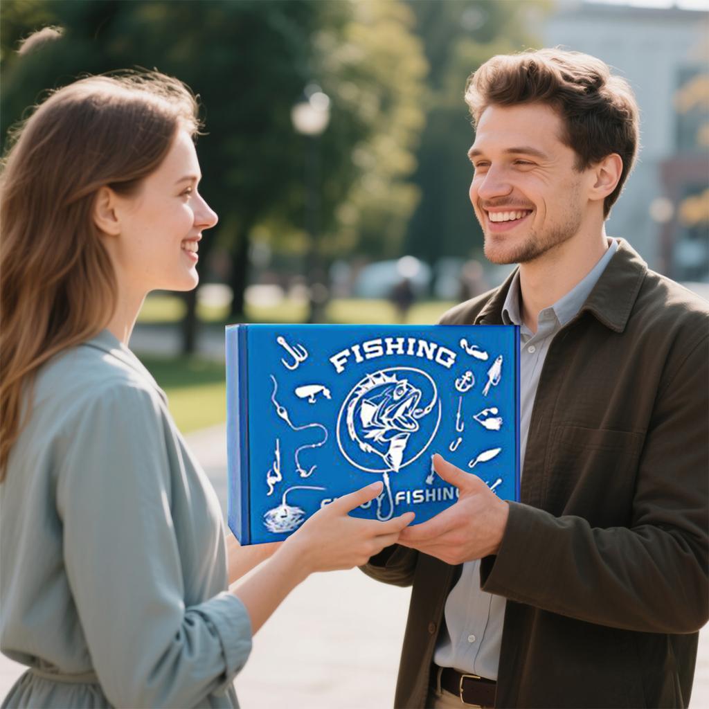 24pcs Enjoy Fishing Christmas Calendar Men's Fishing Calendar with Fishing & Fishing Accessories Fishing New Year Xmas Gift Box