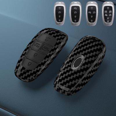 Coque de clé de voiture en carbone Coque Auto Étui Porte-clés pour Hyundai Santa Fe Tucson 2022 NEXO NX4 Atos Solaris Prime 2021