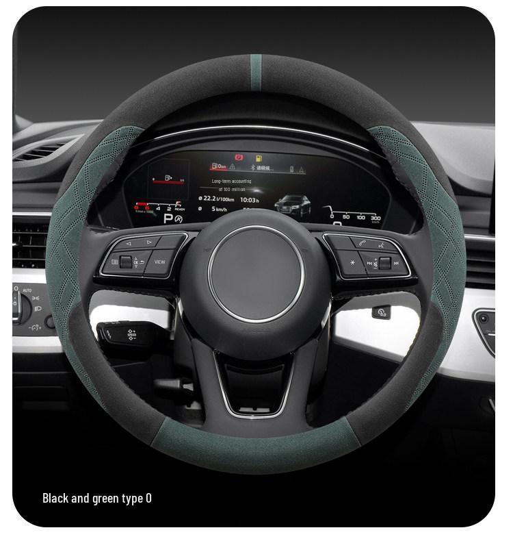 Ultra-thin Suede Steering Wheel Cover: Non-Slip, Sweat-Absorbing, Perfect for 2026 Beijing Hyundai Santa Fe Winter Use.