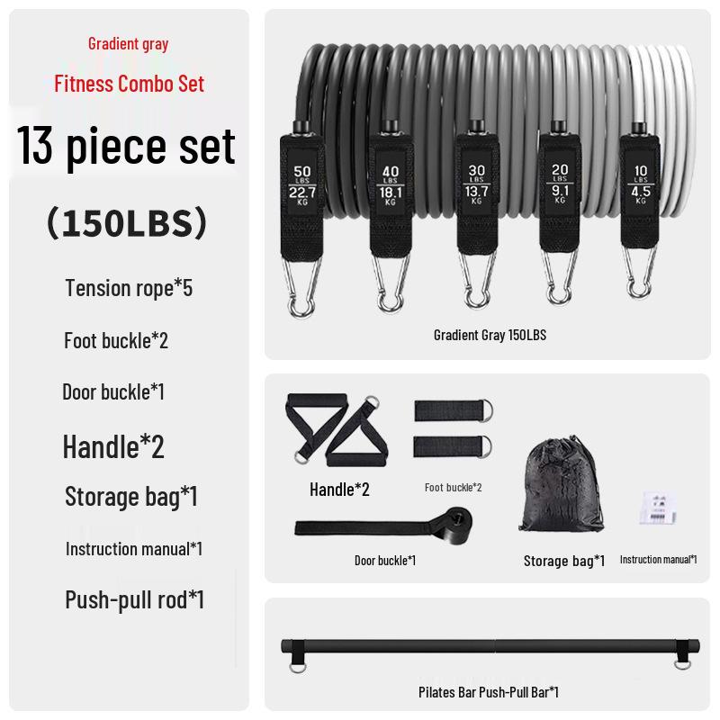 Professional TPE Resistance Band & Push-Pull Bar Set for Fitness and Yoga - Multifunctional Exercise and Auxiliary Elastic Rope